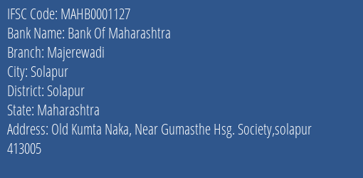 Bank Of Maharashtra Majerewadi Branch, Branch Code 001127 & IFSC Code Mahb0001127