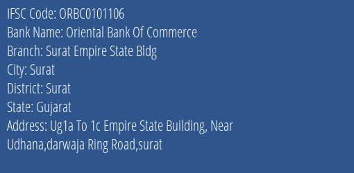 Oriental Bank Of Commerce Surat Empire State Bldg Branch Surat IFSC Code ORBC0101106