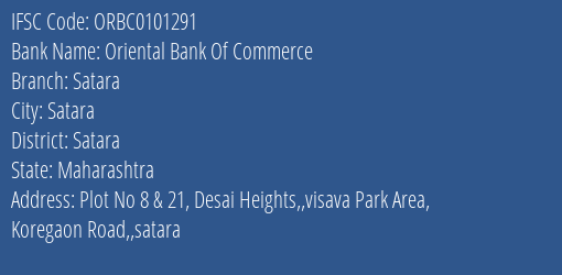 Oriental Bank Of Commerce Satara Branch Satara IFSC Code ORBC0101291