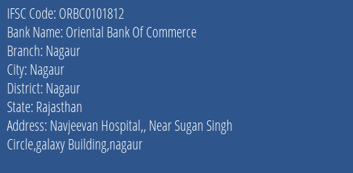 Oriental Bank Of Commerce Nagaur Branch Nagaur IFSC Code ORBC0101812