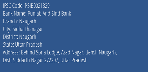 Punjab And Sind Bank Naugarh Branch Naugarh IFSC Code PSIB0021329