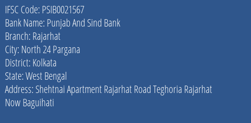 Punjab And Sind Bank Rajarhat Branch Kolkata IFSC Code PSIB0021567