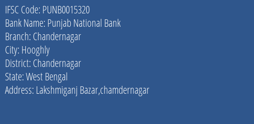 Punjab National Bank Chandernagar Branch Chandernagar IFSC Code PUNB0015320