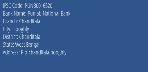 Punjab National Bank Chanditala Branch Chanditala IFSC Code PUNB0016520