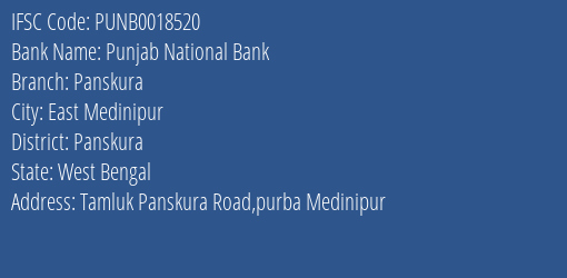 Punjab National Bank Panskura Branch Panskura IFSC Code PUNB0018520