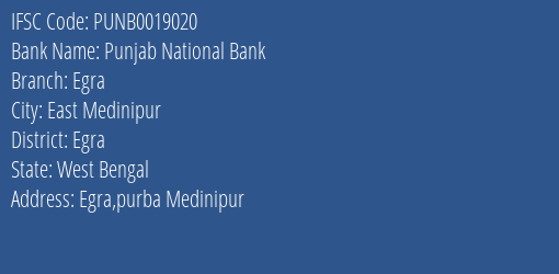 Punjab National Bank Egra Branch Egra IFSC Code PUNB0019020