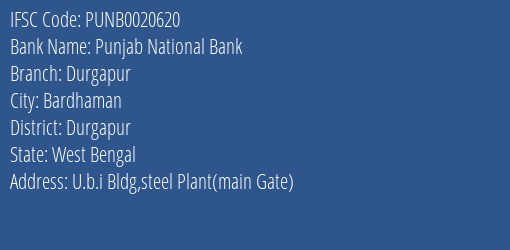 Punjab National Bank Durgapur Branch Durgapur IFSC Code PUNB0020620