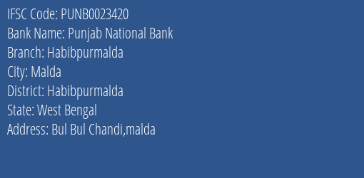 Punjab National Bank Habibpurmalda Branch Habibpurmalda IFSC Code PUNB0023420