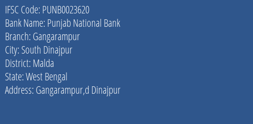 Punjab National Bank Gangarampur Branch Malda IFSC Code PUNB0023620