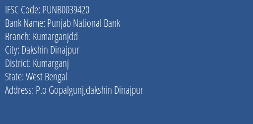 Punjab National Bank Kumarganjdd Branch Kumarganj IFSC Code PUNB0039420