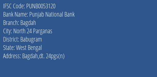 Punjab National Bank Bagdah Branch Babugram IFSC Code PUNB0053120