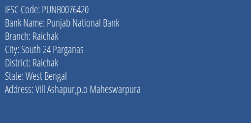 Punjab National Bank Raichak Branch Raichak IFSC Code PUNB0076420