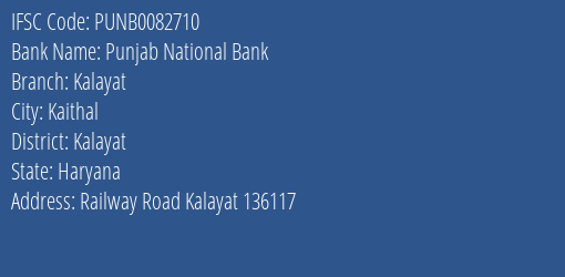 Punjab National Bank Kalayat Branch Kalayat IFSC Code PUNB0082710