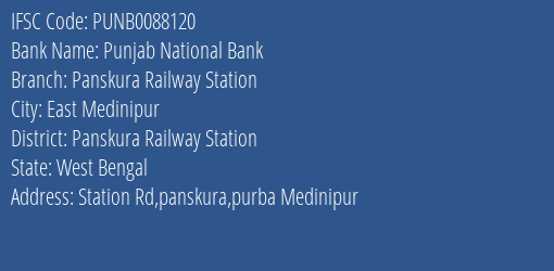 Punjab National Bank Panskura Railway Station Branch Panskura Railway Station IFSC Code PUNB0088120