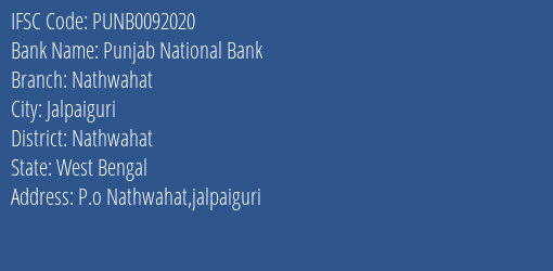 Punjab National Bank Nathwahat Branch Nathwahat IFSC Code PUNB0092020