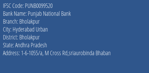 Punjab National Bank Bholakpur Branch Bholakpur IFSC Code PUNB0099520