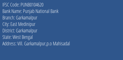 Punjab National Bank Garkamalpur Branch Garkamalpur IFSC Code PUNB0104620