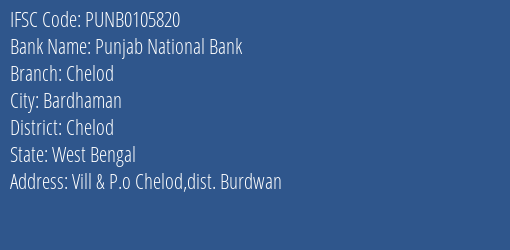 Punjab National Bank Chelod Branch Chelod IFSC Code PUNB0105820