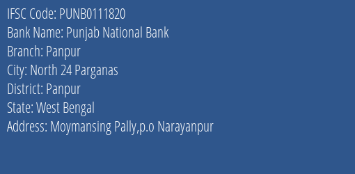 Punjab National Bank Panpur Branch Panpur IFSC Code PUNB0111820