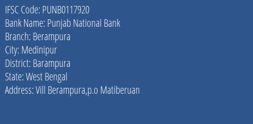Punjab National Bank Berampura Branch Barampura IFSC Code PUNB0117920