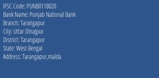 Punjab National Bank Tarangapur Branch Tarangapur IFSC Code PUNB0118020