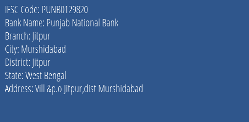 Punjab National Bank Jitpur Branch Jitpur IFSC Code PUNB0129820