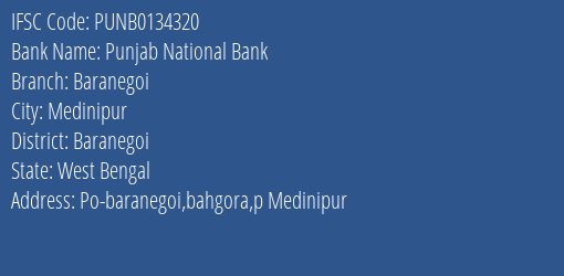 Punjab National Bank Baranegoi Branch Baranegoi IFSC Code PUNB0134320