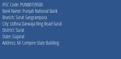 Punjab National Bank Surat Sangrampura Branch Surat IFSC Code PUNB0159500