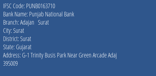 Punjab National Bank Adajan Surat Branch Surat IFSC Code PUNB0163710