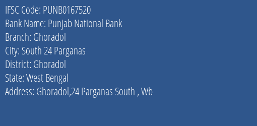 Punjab National Bank Ghoradol Branch Ghoradol IFSC Code PUNB0167520
