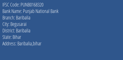 Punjab National Bank Baribalia Branch Baribalia IFSC Code PUNB0168320