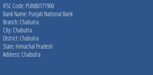 Punjab National Bank Chabutra Branch Chabutra IFSC Code PUNB0171900