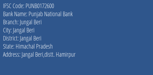 Punjab National Bank Jungal Beri Branch Jangal Beri IFSC Code PUNB0172600