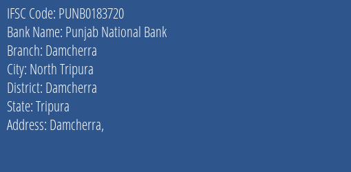 Punjab National Bank Damcherra Branch Damcherra IFSC Code PUNB0183720