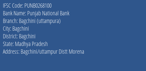 Punjab National Bank Bagchini Uttampura Branch Bagchini IFSC Code PUNB0268100