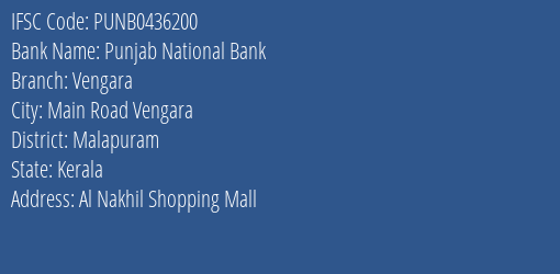 Punjab National Bank Vengara Branch Malapuram IFSC Code PUNB0436200