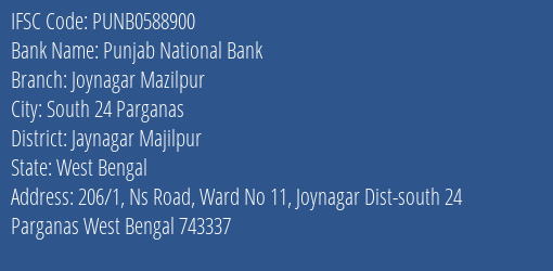 Punjab National Bank Joynagar Mazilpur Branch Jaynagar Majilpur IFSC Code PUNB0588900