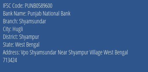 Punjab National Bank Shyamsundar Branch Shyampur IFSC Code PUNB0589600