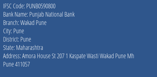 Punjab National Bank Wakad Pune Branch Pune IFSC Code PUNB0590800