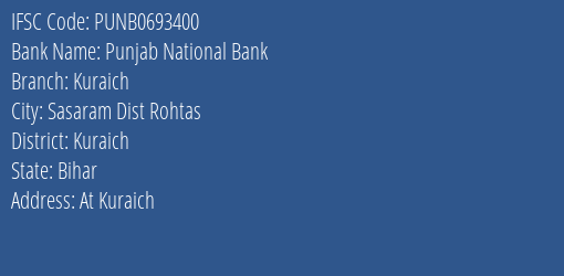 Punjab National Bank Kuraich Branch Kuraich IFSC Code PUNB0693400