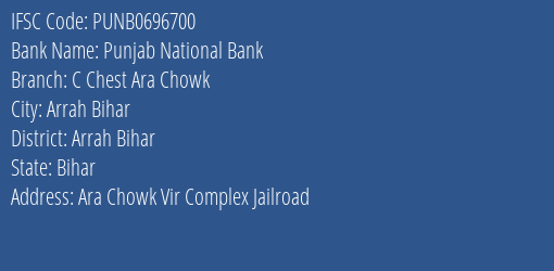 Punjab National Bank C Chest Ara Chowk Branch Arrah Bihar IFSC Code PUNB0696700