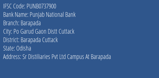 Punjab National Bank Barapada Branch Barapada Cuttack IFSC Code PUNB0737900