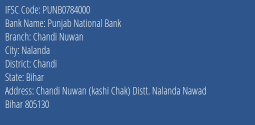 Punjab National Bank Chandi Nuwan Branch Chandi IFSC Code PUNB0784000