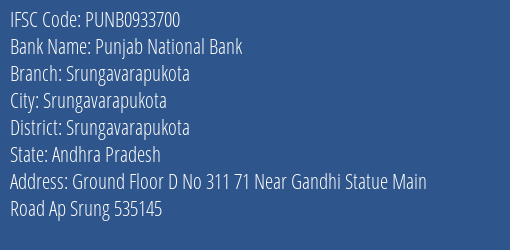 Punjab National Bank Srungavarapukota Branch Srungavarapukota IFSC Code PUNB0933700