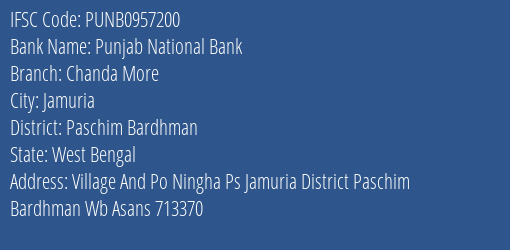 Punjab National Bank Chanda More Branch Paschim Bardhman IFSC Code PUNB0957200