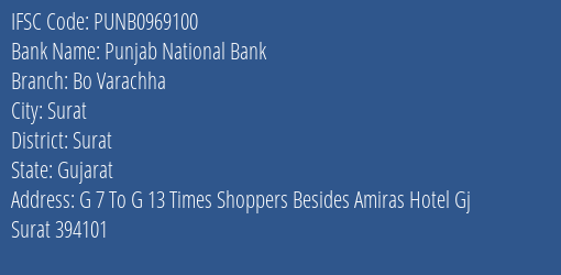 Punjab National Bank Bo Varachha Branch Surat IFSC Code PUNB0969100