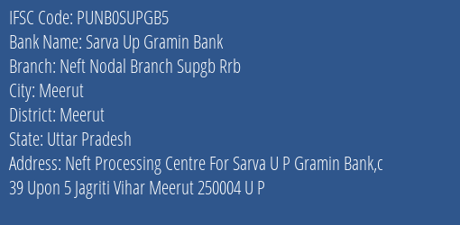 Sarva Up Gramin Bank R.p.nangla Srn Branch Dhampur IFSC Code PUNB0SUPGB5