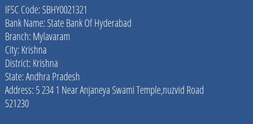 State Bank Of Hyderabad Mylavaram Branch Krishna IFSC Code SBHY0021321