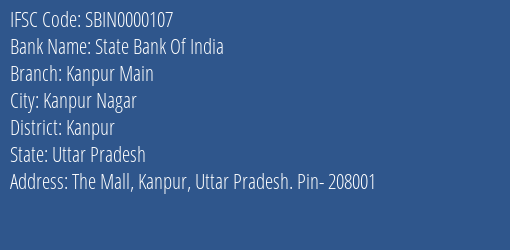 State Bank Of India Kanpur Main Branch IFSC Code