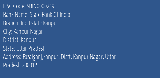 State Bank Of India Ind Estate Kanpur Branch IFSC Code